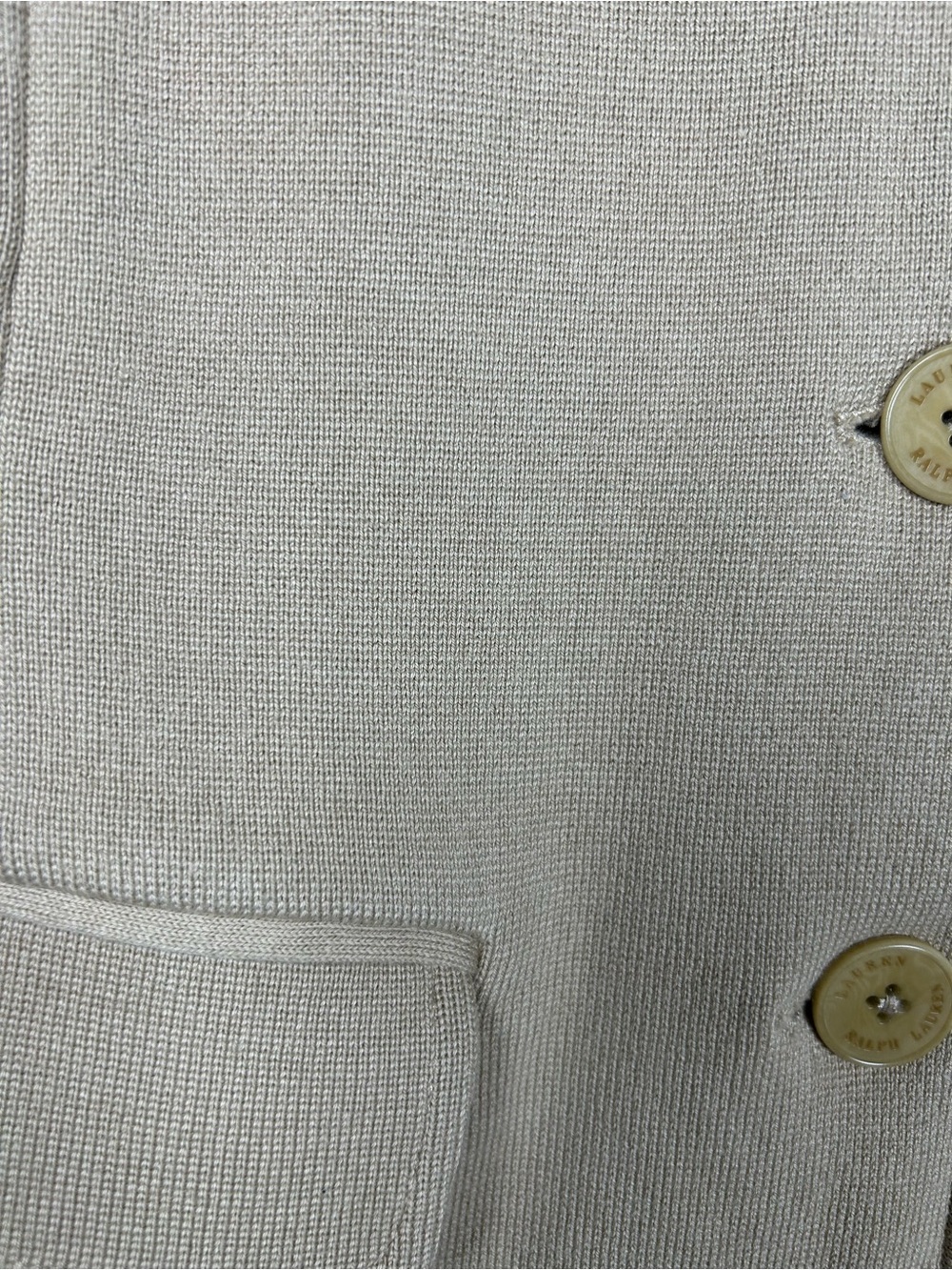 Lauren Ralph Lauren Tan Cotton Blend Sweater Knit Blazer Jacket - Picture 8 of 14